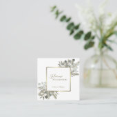 Elegante Eukalyptus & Pine Sage Green & Gold Quadratische Visitenkarte (Stehend Vorderseite)