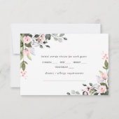 Elegante Eukalyptus Pink Blush Rose Hochzeit RSVP Karte (Rückseite)