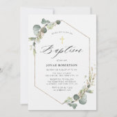 Elegante Eukalyptus-Rahmen-Taufe Einladung (Vorderseite)