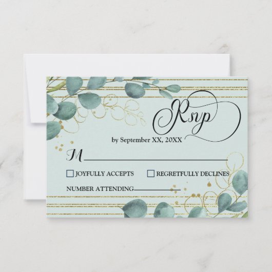 Elegante Eukalyptus Response Card RSVP Karte (Vorderseite)