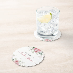 Elegante Eukalyptus- & rosa Rosen-Einladung Untersetzer