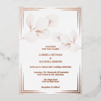 Elegante Eukalyptus Rose Gold Wedding Folieneinladung