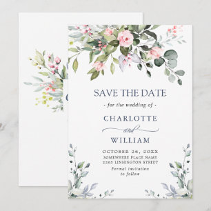 Elegante Eukalyptus-Rosen-Hochzeit Save The Date
