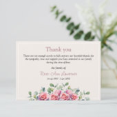 Elegante Eukalyptus-Rosen-Trauerfloristik Dankeskarte (Stehend Vorderseite)