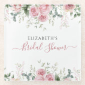 Elegante Eukalyptus & Roses Einladung Glasuntersetzer (Vorderseite)