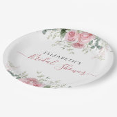 Elegante Eukalyptus & Roses Einladung Pappteller (Schrägansicht)