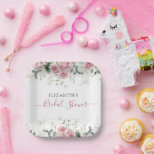 Elegante Eukalyptus & Roses Einladung Pappteller (Party)