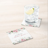 Elegante Eukalyptus & Roses Einladung Rechteckiger Pappuntersetzer (Vor Ort)