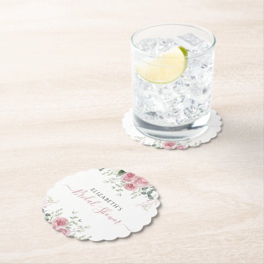 Elegante Eukalyptus & Roses Einladung Untersetzer (Vor Ort)