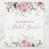 Elegante Eukalyptus & Roses Einladung Weinetikett (Einzelnes Label)