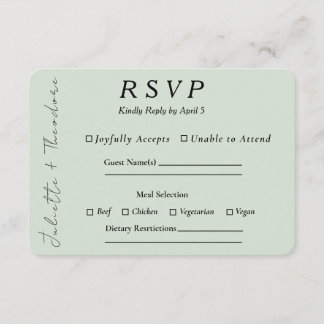 Elegante Eukalyptus-RSVP mit Menüauswahl RSVP Karte