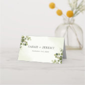 Elegante Eukalyptus Rustic Blätter Budget Hochzeit Platzkarte (Rückseite)
