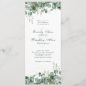 Elegante Eukalyptus Sage Grüne botanische Hochzeit Programm (Vorderseite)
