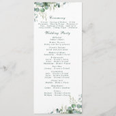 Elegante Eukalyptus Sage Grüne botanische Hochzeit Programm (Rückseite)