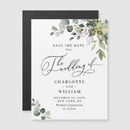 Elegante Eukalyptus Save the Date Magnetkarte