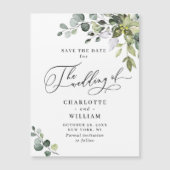 Elegante Eukalyptus Save the Date Magnetkarte (Vorderseite)