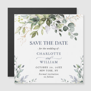 Elegante Eukalyptus Save the Date Magnetkarte