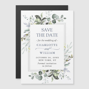 Elegante Eukalyptus Save the Date Magnetkarte
