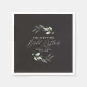 Elegante Eukalyptus-Schwarzgold-Brautparty Serviette (Vorderseite)