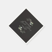 Elegante Eukalyptus-Schwarzgold-Brautparty Serviette (Ecke)