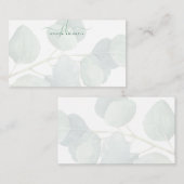 Elegante Eukalyptus Script Monogram Initials Mitteilungskarte (Vorne/Hinten)