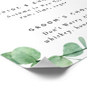 Elegante Eukalyptus-Skript Hochzeit Signature Drin Poster (Ecke)