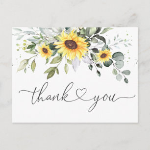 Elegante Eukalyptus-Sonnenblumen-Blumen-Dankeschön Postkarte