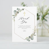 elegante Eukalyptus-Taufkarte Einladung (Stehend Vorderseite)