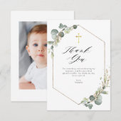 elegante Eukalyptus-Taufkarte Einladung (Vorne/Hinten)
