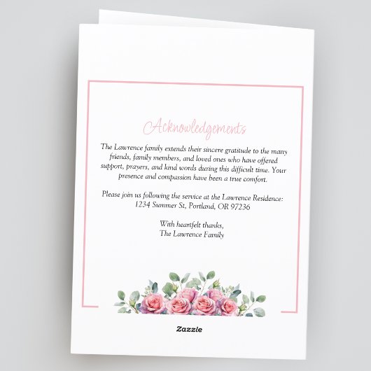 Elegante Eukalyptus- und Rose-Beerdigung gefaltet Programm