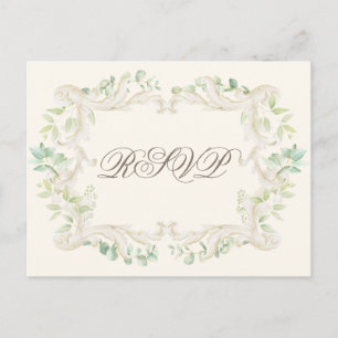 Elegante Eukalyptus-Vintage-Rustikalrahmen-Hochzei Postkarte