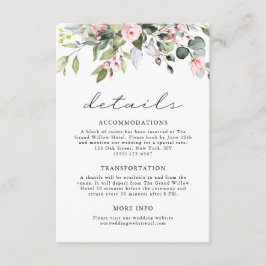 Elegante Eukalyptus-Wasserfarben-Hochzeit mit flor Begleitkarte