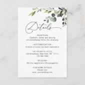 Elegante Eukalyptus Watercolor Hochzeitsstimmung Begleitkarte (Vorderseite)