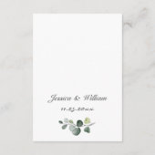 Elegante Eukalyptus Watercolor Hochzeitsstimmung Begleitkarte (Rückseite)