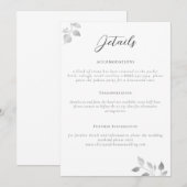 Elegante Eukalyptus Wedding Details Einschlusskart Einladung (Vorne/Hinten)