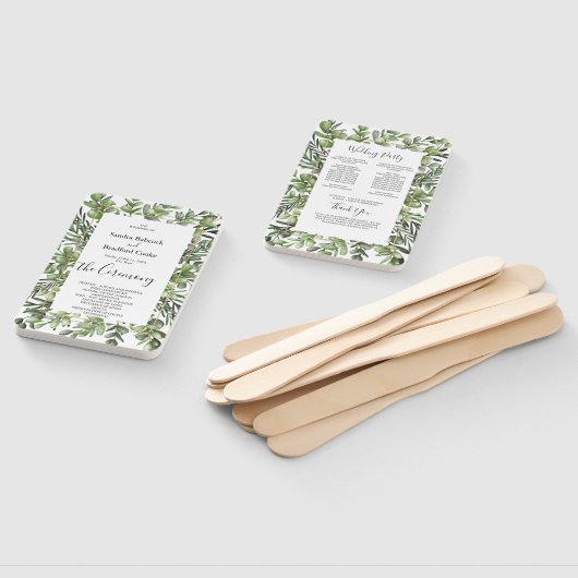Elegante Eukalyptus Wedding Zeremony Program Hand Fächer (Non-assembled)