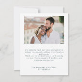 Elegante Eukalyptus-weiße Blume Foto Hochzeit Dankeskarte (Rückseite)