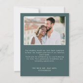 Elegante Eukalyptus-weiße Blume Foto Hochzeit Dankeskarte (Rückseite)