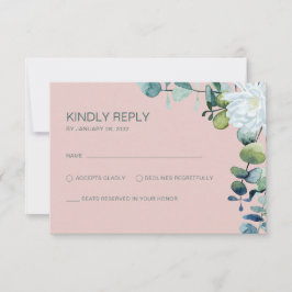 Elegante Eukalyptus-weiße Blume schick Hochzeit RSVP Karte