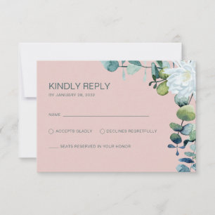 Elegante Eukalyptus-weiße Blume schick Hochzeit RSVP Karte