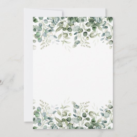Elegante Eukalyptus White Probe Dinner Card Einladung (Rückseite)