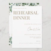 Elegante Eukalyptus White Probe Dinner Card Einladung (Vorne/Hinten)