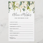 Elegante Eukalyptus White Rose Wünsche & Advice Ca<br><div class="desc">Eukalyptus Watercolor wünscht & berät Karte. Personalisieren Sie mit der Braut zu sein Name und Datum der Dusche. Für weitere Anpassungen klicken Sie bitte auf den Link "Weiter anpassen". Wenn Sie Hilfe benötigen,  kontaktieren Sie mich bitte.</div>