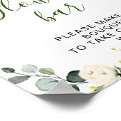 Elegante Eukalyptus White Roses Blume Bar Poster (Ecke)