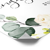 Elegante Eukalyptus White Roses Engagement Party Poster (Ecke)