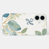 Elegante Eukalyptus-Zweig-Monogramm Case-Mate iPhone Hülle (Rückseite (Horizontal))