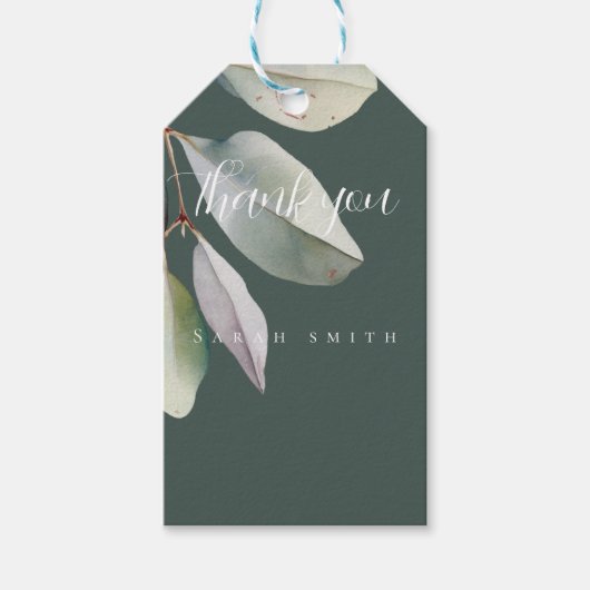 Elegante Eukalyptusblätter Geschenkanhänger (Vorderseite)