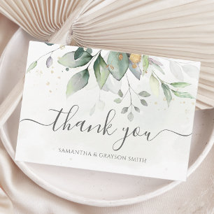 Elegante Eukalyptusblätter Grün Goldene Hochzeit Dankeskarte