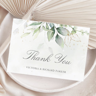 Elegante Eukalyptusblätter Grün Goldene Hochzeit Dankeskarte