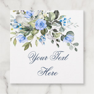 Elegante Eukalyptusblaue Blumenrosen Hochzeit Geschenkanhänger